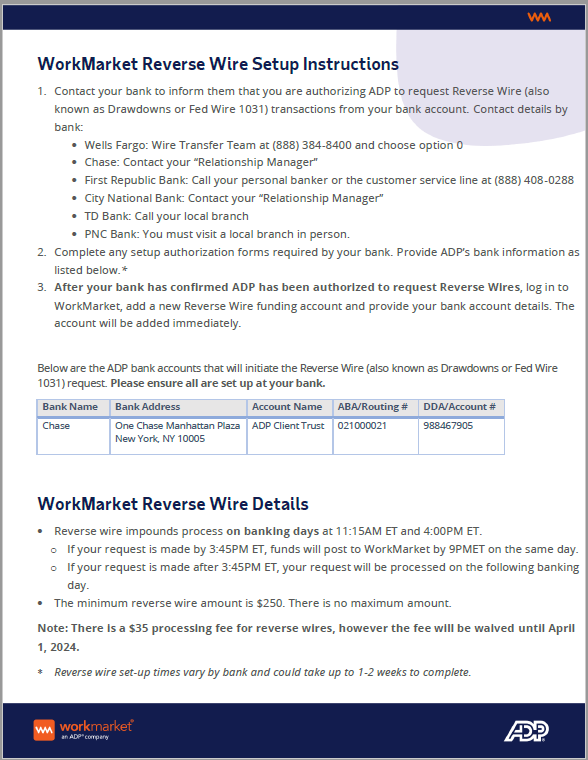 Reverse Wire Funding Setup Instructions Help Center